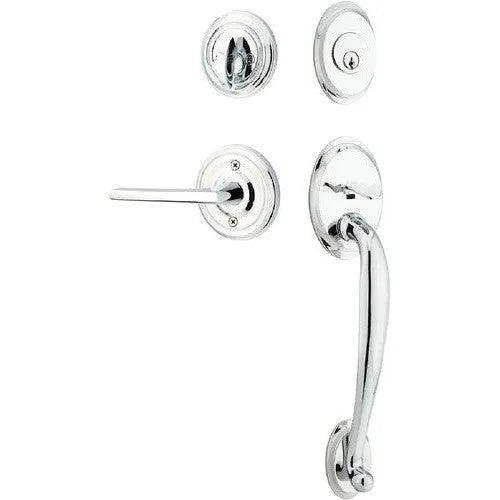 Emtek Saratoga Tubular Entrance Handleset With Helios Lever Polished Chrome