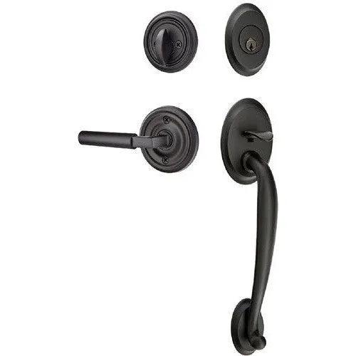 Emtek Saratoga Tubular Entrance Handleset With Hercules Lever Flat Black