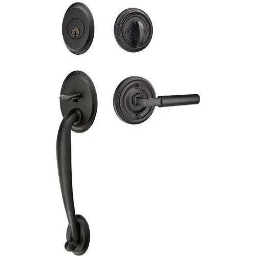 Emtek Saratoga Tubular Entrance Handleset With Hercules Lever Flat Black