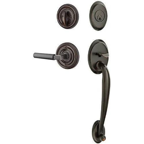 Emtek Saratoga Tubular Entrance Handleset With Hercules Lever Oil Rubbed Bronze
