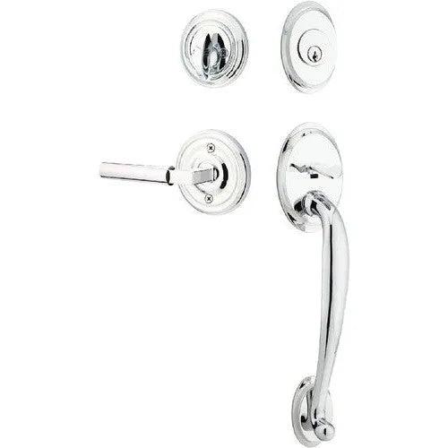 Emtek Saratoga Tubular Entrance Handleset With Hercules Lever Polished Chrome