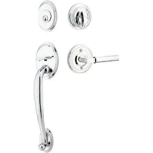 Emtek Saratoga Tubular Entrance Handleset With Hercules Lever Polished Chrome