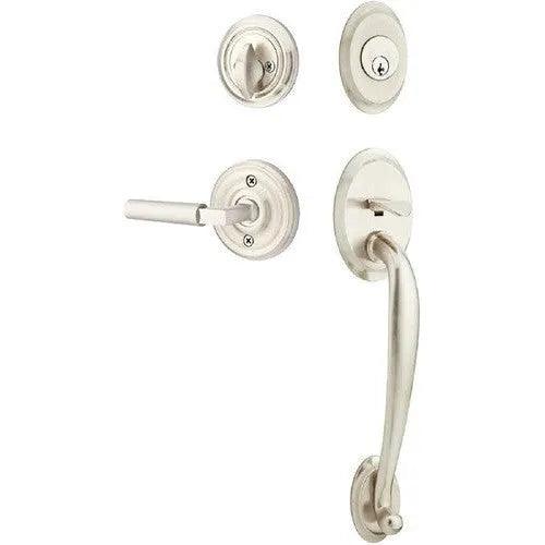 Emtek Saratoga Tubular Entrance Handleset With Hercules Lever Satin Nickel