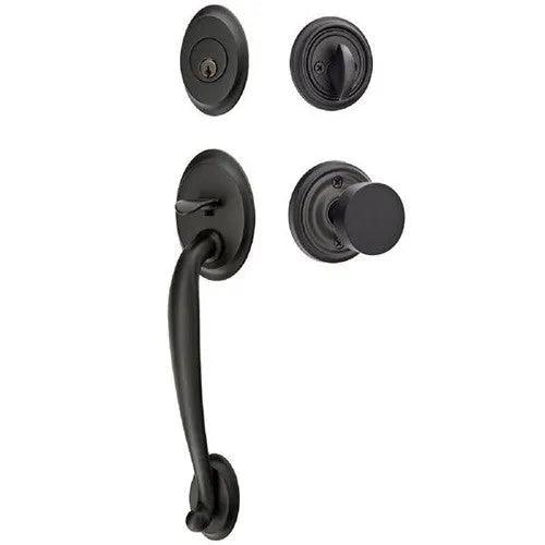 Emtek Saratoga Tubular Entrance Handleset With Round Knob Flat Black