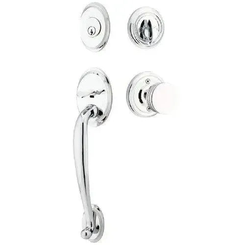 Emtek Saratoga Tubular Handleset with Bern Knob in Polished Chrome finish