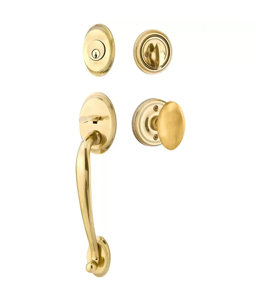 Emtek Saratoga Tubular Handleset with Egg Knob in French Antique finish