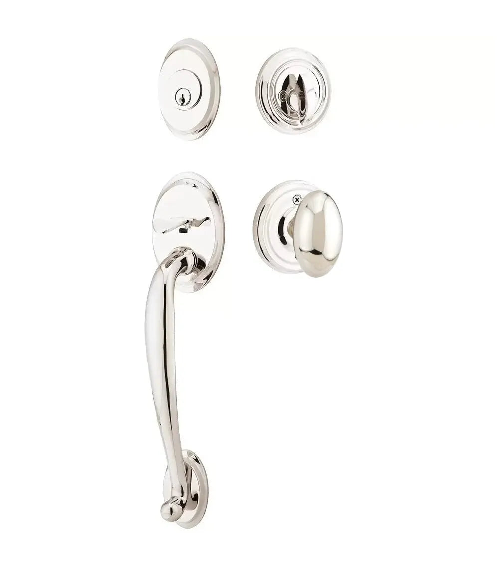 Emtek Saratoga Tubular Handleset with Egg Knob in Lifetime Polished Nickel finish