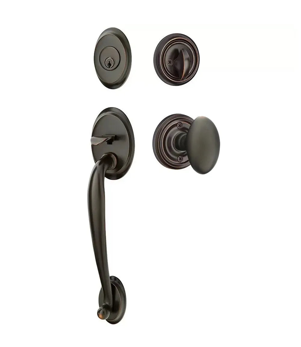 Emtek Saratoga Tubular Handleset with Egg Knob in Oil Rubbed Bronze finish