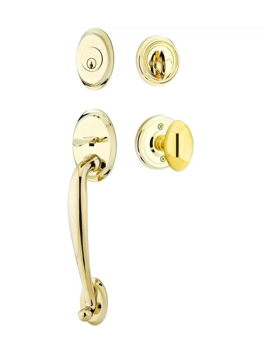 Emtek Saratoga Tubular Handleset with Egg Knob in Polished Brass finish