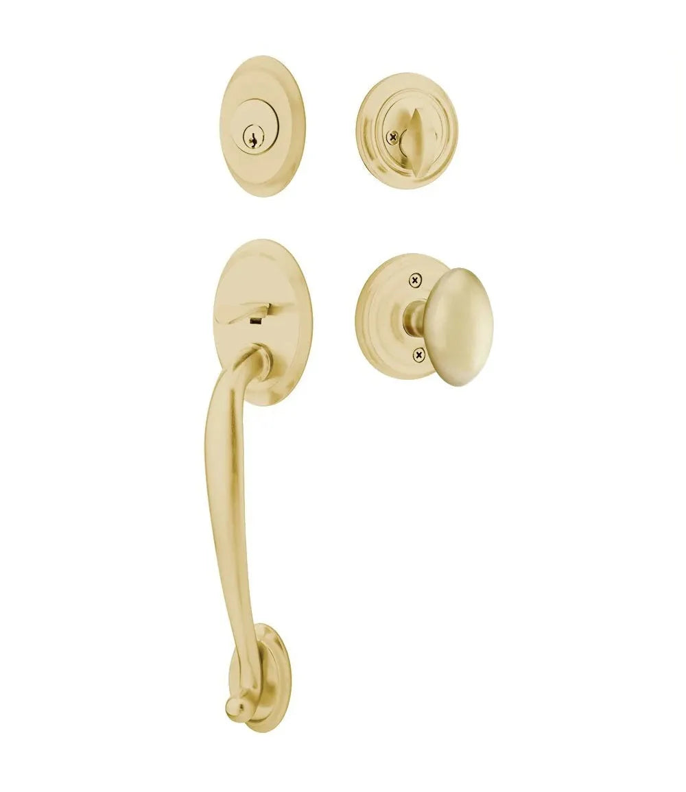 Emtek Saratoga Tubular Handleset with Egg Knob in Satin Brass finish