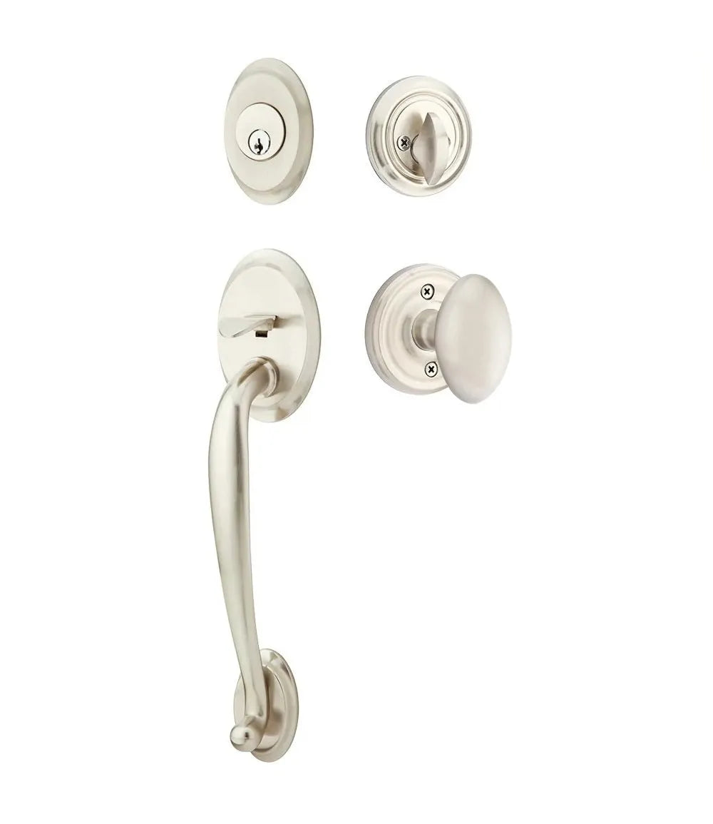 Emtek Saratoga Tubular Handleset with Egg Knob in Satin Nickel finish