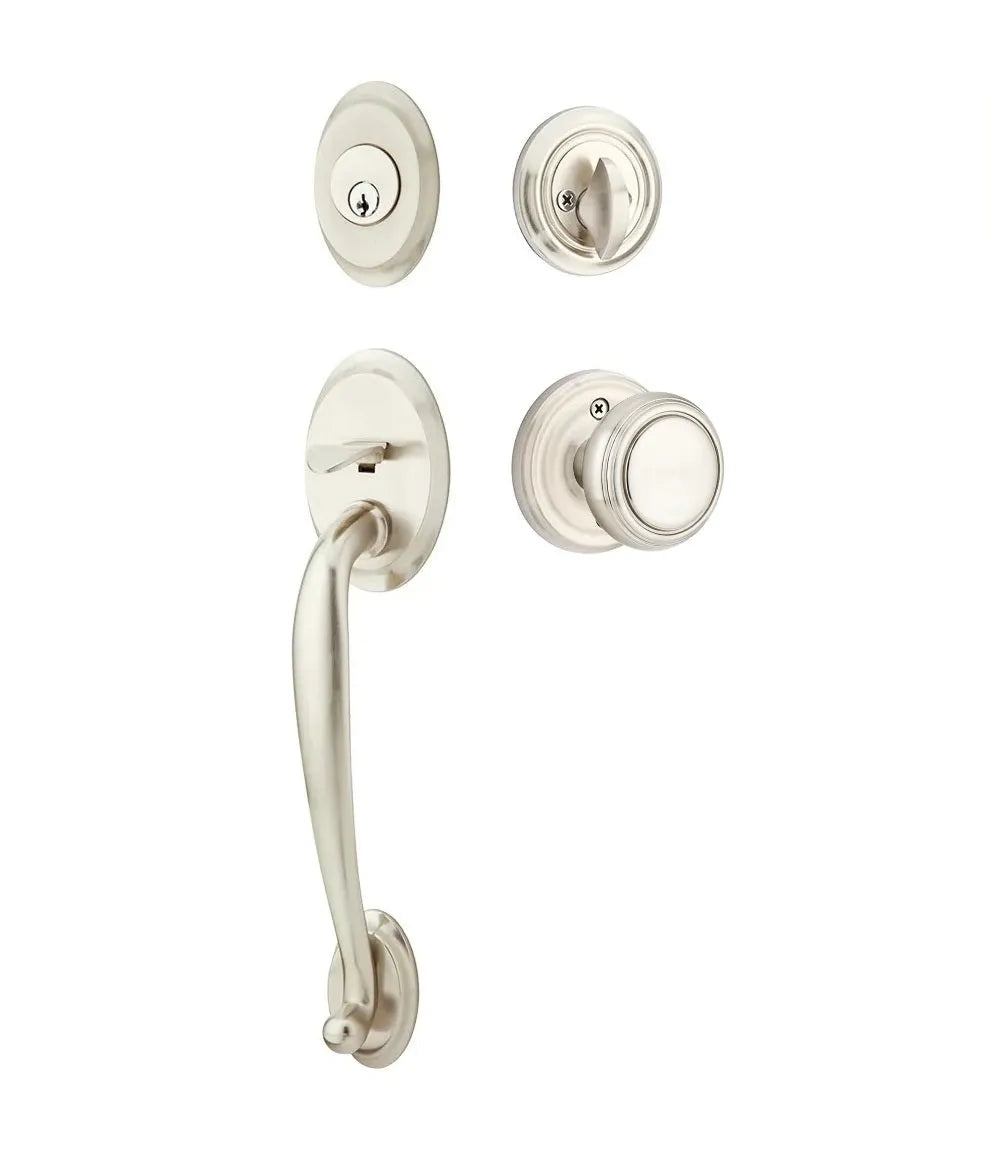 Emtek Saratoga Tubular Handleset with Norwich Knob in Lifetime Polished Nickel finish