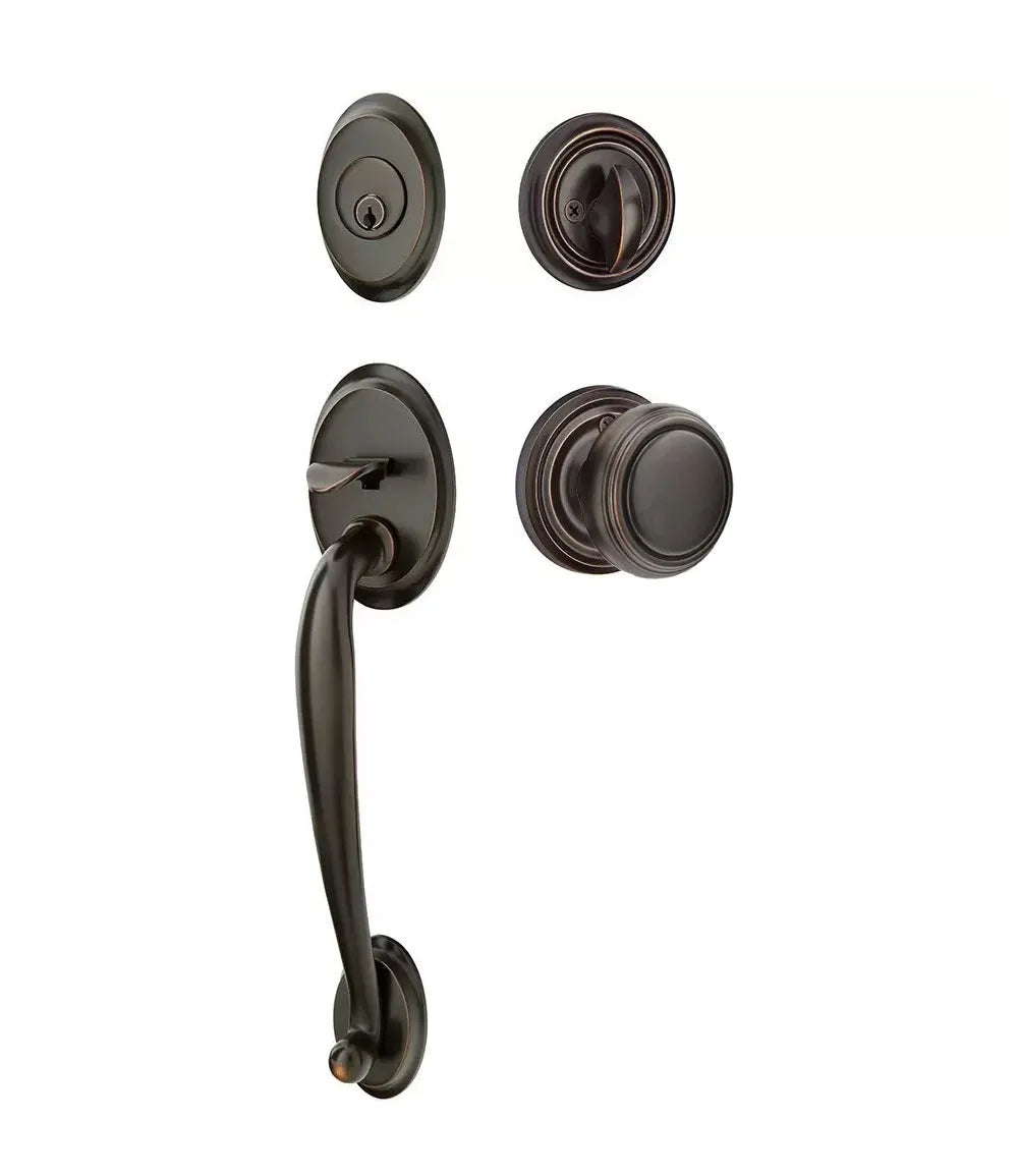 Emtek Saratoga Tubular Handleset with Norwich Knob in Oil Rubbed Bronze finish