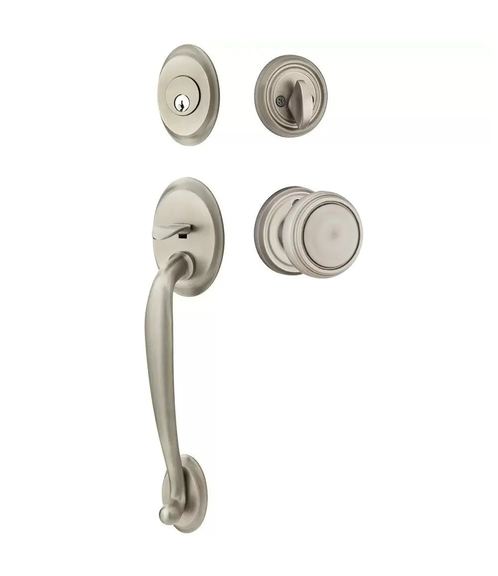 Emtek Saratoga Tubular Handleset with Norwich Knob in Pewter finish