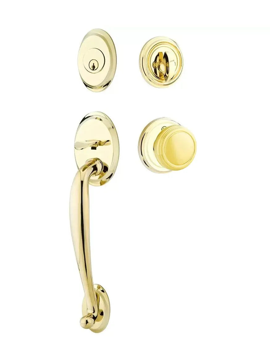 Emtek Saratoga Tubular Handleset with Norwich Knob in Polished Brass finish