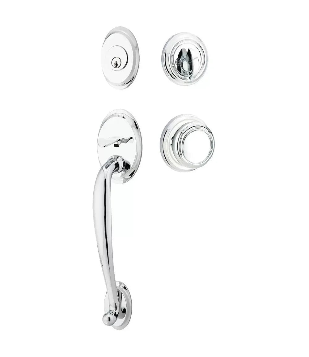 Emtek Saratoga Tubular Handleset with Norwich Knob in Polished Chrome finish