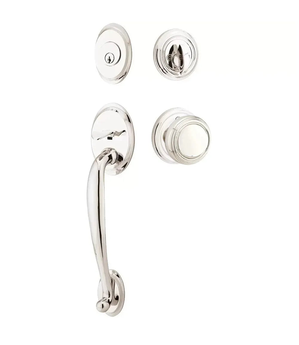 Emtek Saratoga Tubular Handleset with Norwich Knob in Satin Nickel finish