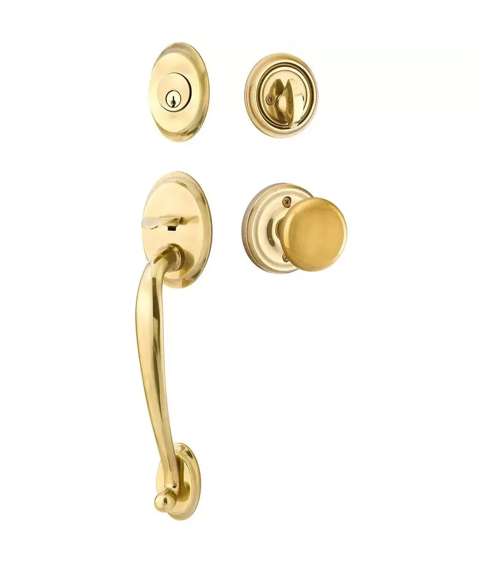 Emtek Saratoga Tubular Handleset with Providence Knob in French Antique finish