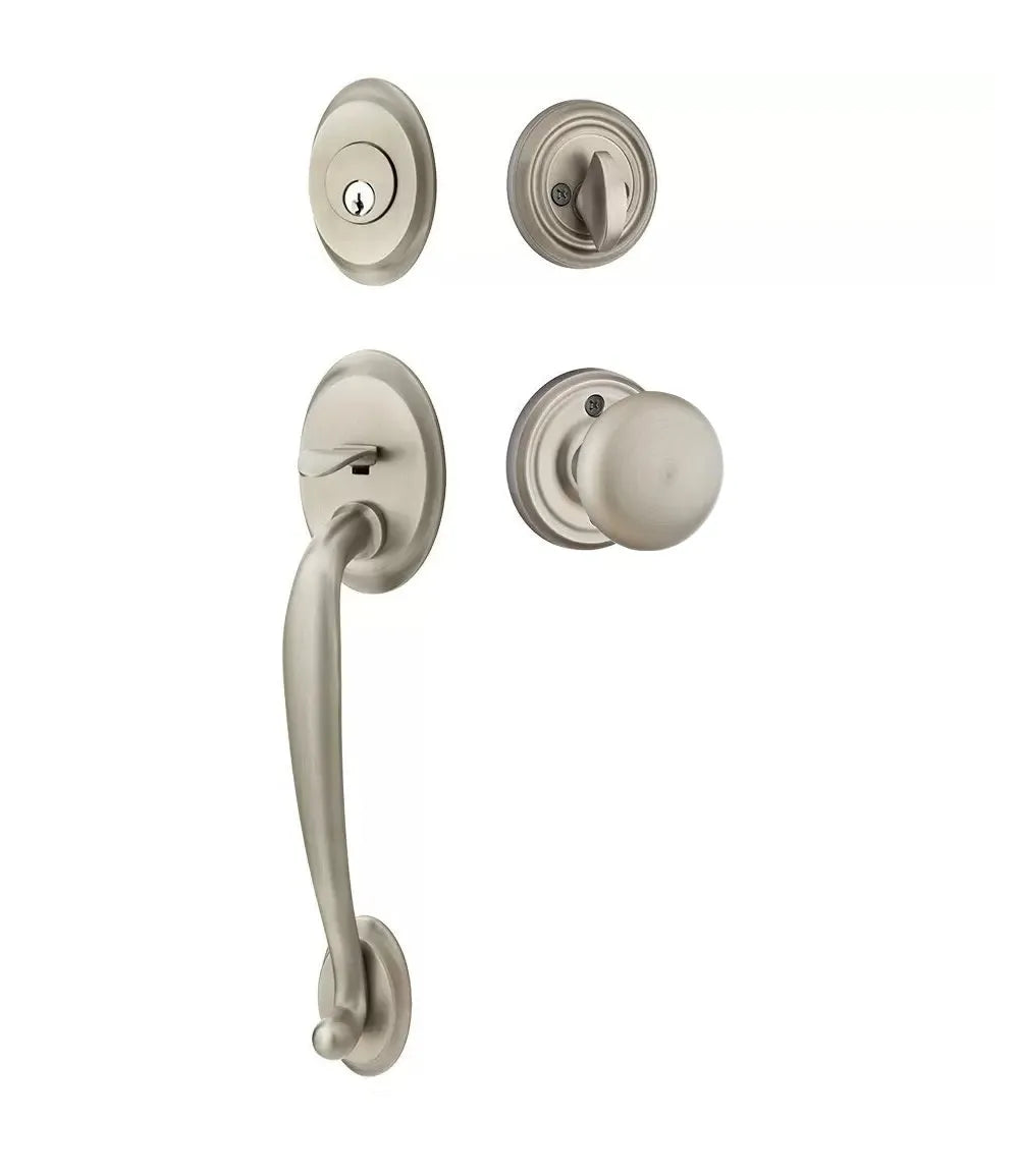 Emtek Saratoga Tubular Handleset with Providence Knob in Pewter finish