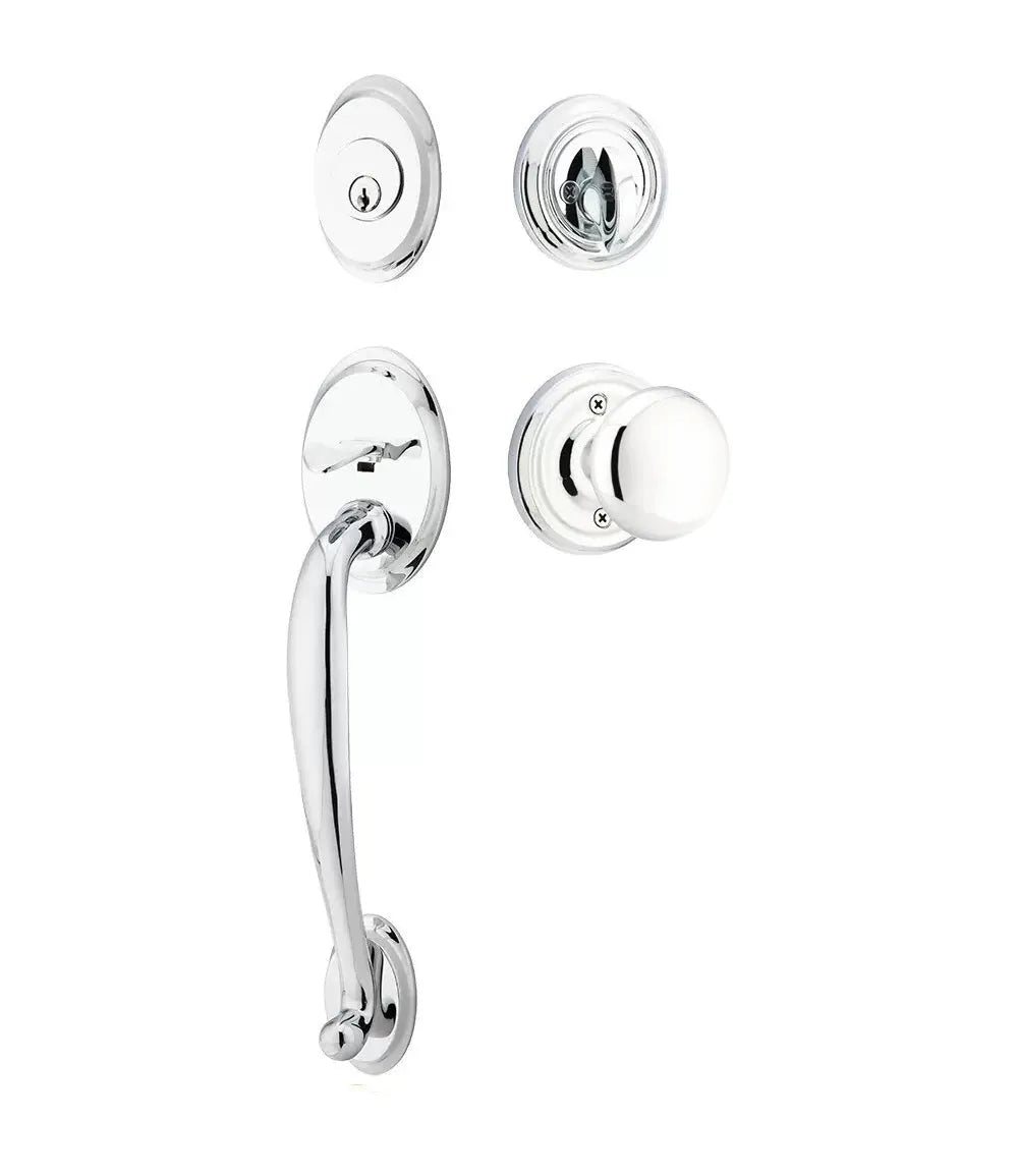 Emtek Saratoga Tubular Handleset with Providence Knob in Polished Chrome finish