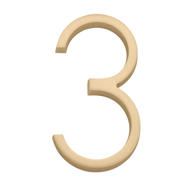 Emtek 7" Modern House Number, No. 3 in Satin Brass finish