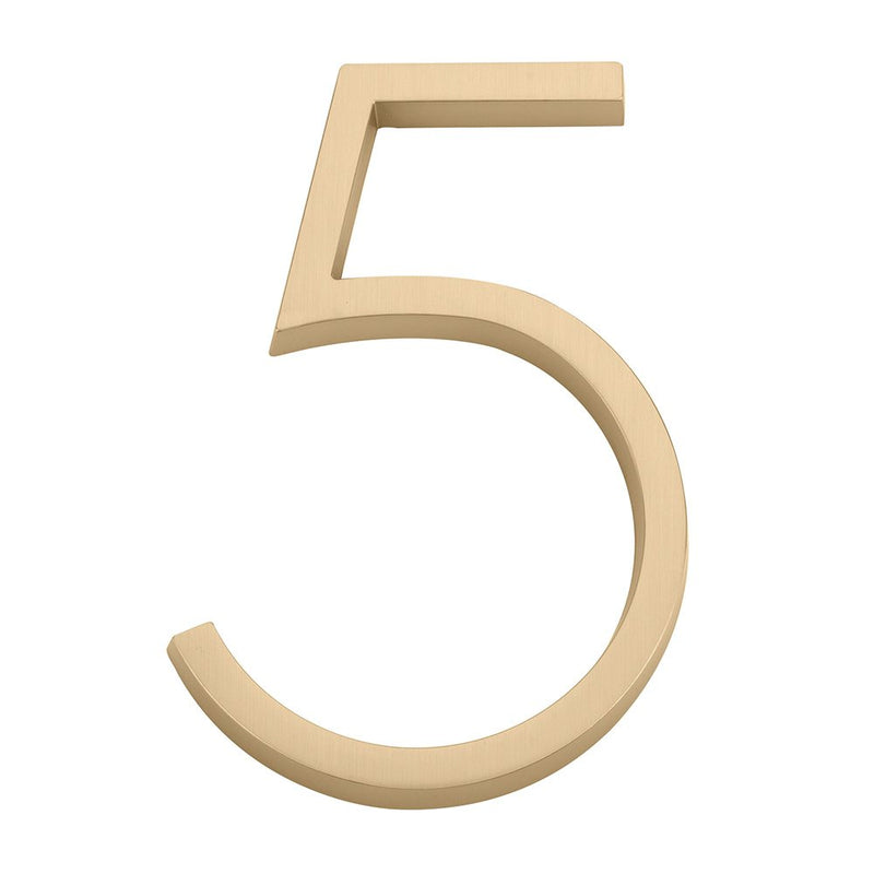 Emtek 7" Modern House Number, No. 5 in Satin Brass finish