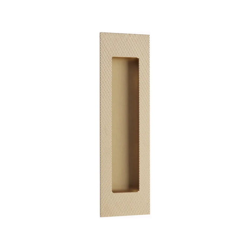 Emtek 7" Modern Rectangular Knurled Flush Pull with Plain Pocket in Satin Brass finish