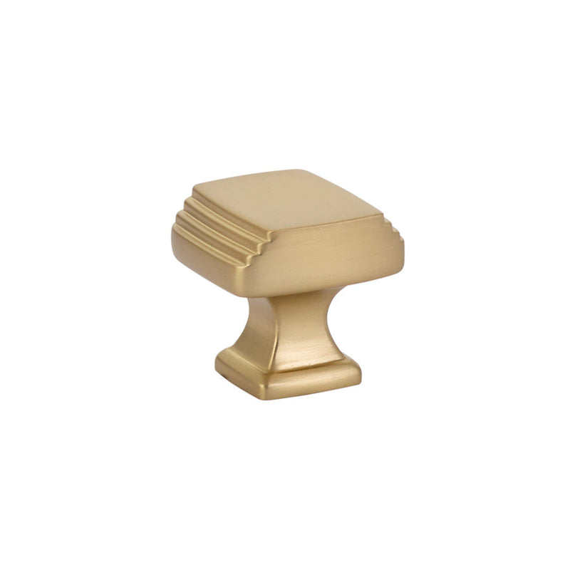 The Emtek Art Deco Cabinet Knob, 1 1/4" in Satin Brass finish