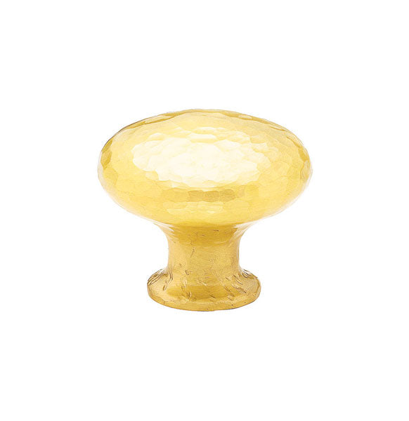 The Emtek Arts & Crafts Round Dimpled Knob 1-3/4" Wide (1-1/2" Projection) in Satin Brass finish