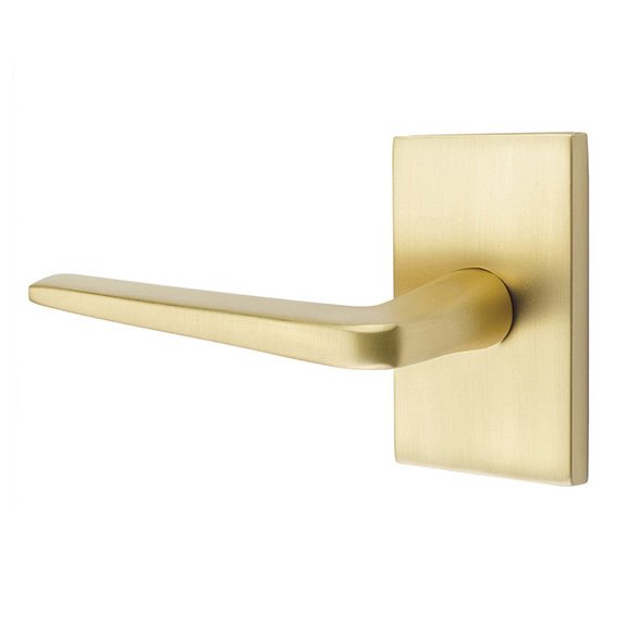 Emtek Athena Lever With Modern Rectangular Rosette in Satin Brass finish