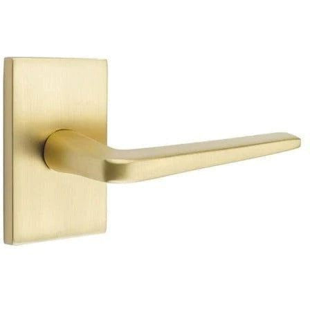 Emtek Athena Lever With Modern Rectangular Rosette in Satin Brass finish