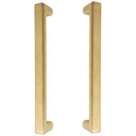 The Emtek Back to Back 8" Wilshire Door Pull in Satin Brass finish