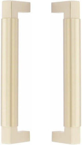 The Emtek Back to Back Hercules Smooth Door Pull, 8" Center to Center in Satin Brass finish