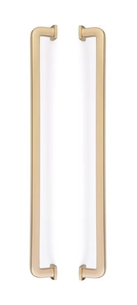 The Emtek Back to Back Westridge Appliance Pull in Satin Brass finish