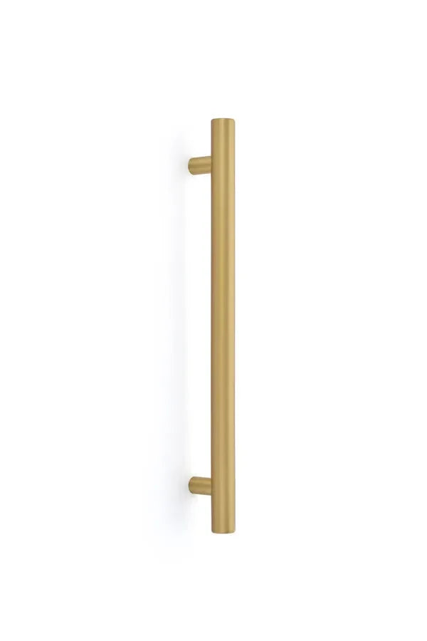 The Emtek Bar Appliance Pull, 12" Center to Center in Satin Brass finish