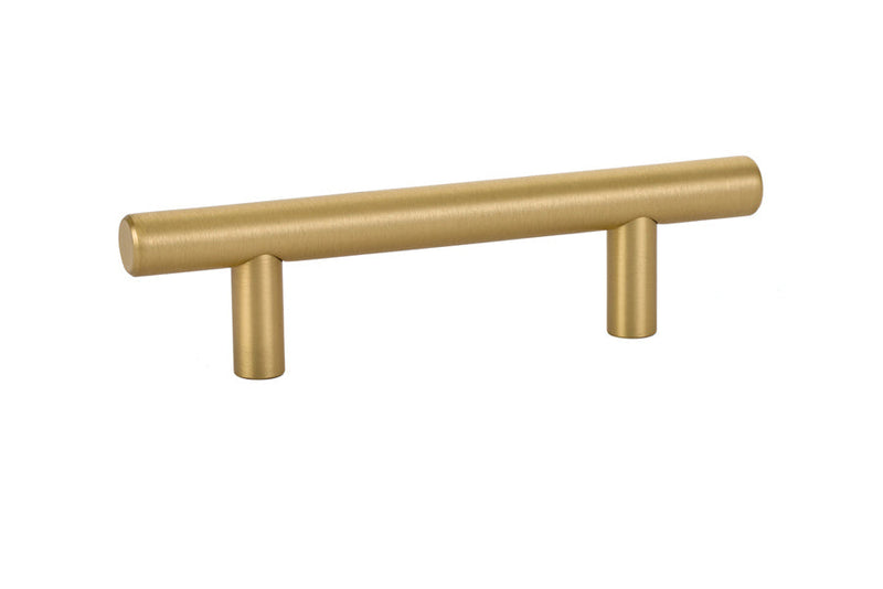 The Emtek Bar Cabinet Pull, 3" Center to Center in Satin Brass finish