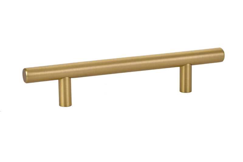 The Emtek Bar Cabinet Pull, 4" Center to Center in Satin Brass finish