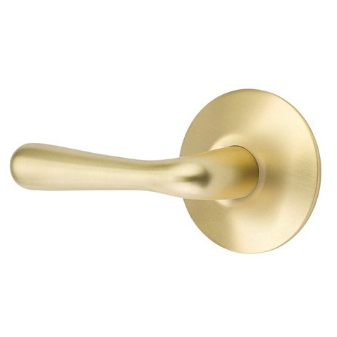 Emtek Basel Lever With Modern Rosette in Satin Brass finish