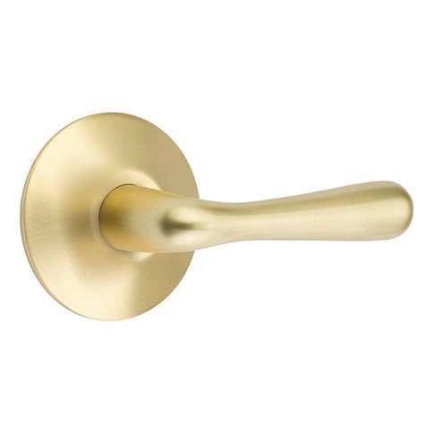 Emtek Basel Lever With Modern Rosette in Satin Brass finish