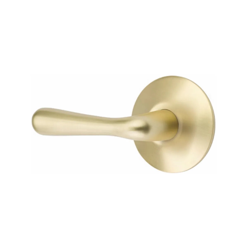 Emtek Basel Lever With Modern Rosette in Satin Brass finish