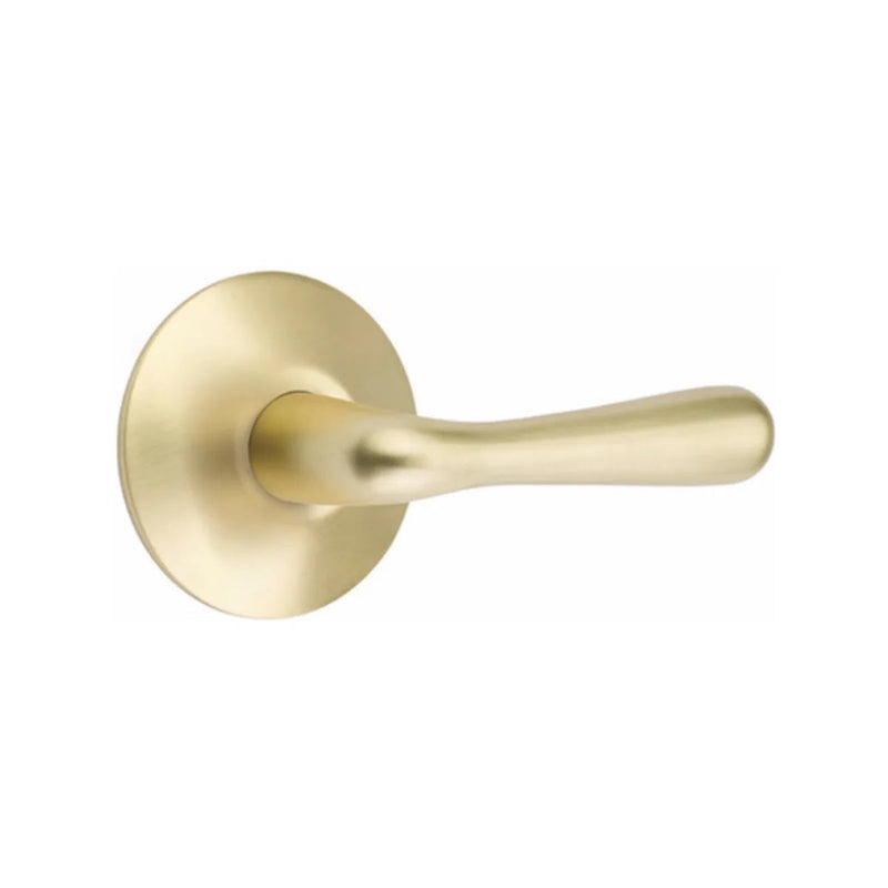 Emtek Basel Lever With Modern Rosette in Satin Brass finish