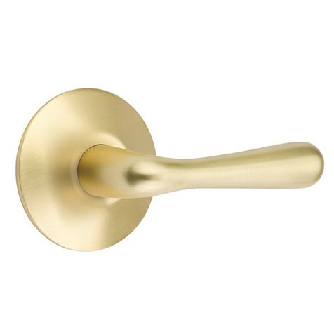 Emtek Basel Lever With Modern Rosette in Satin Brass finish