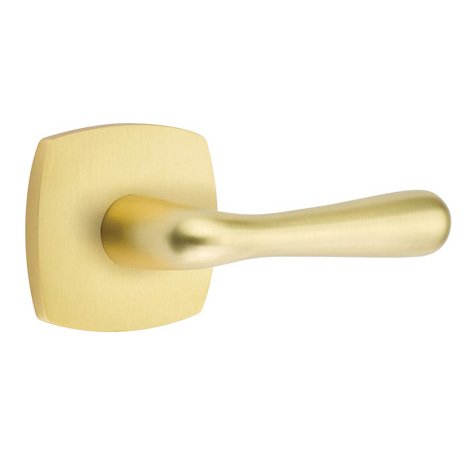 Emtek Basel Lever With Urban Modern Rosette in Satin Brass finish