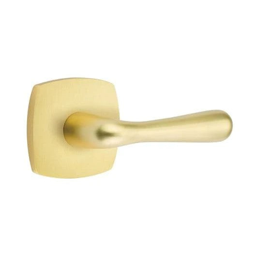 Emtek Basel Lever With Urban Modern Rosette in Satin Brass finish