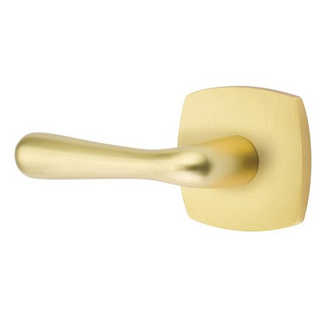 Emtek Basel Lever With Urban Modern Rosette in Satin Brass finish