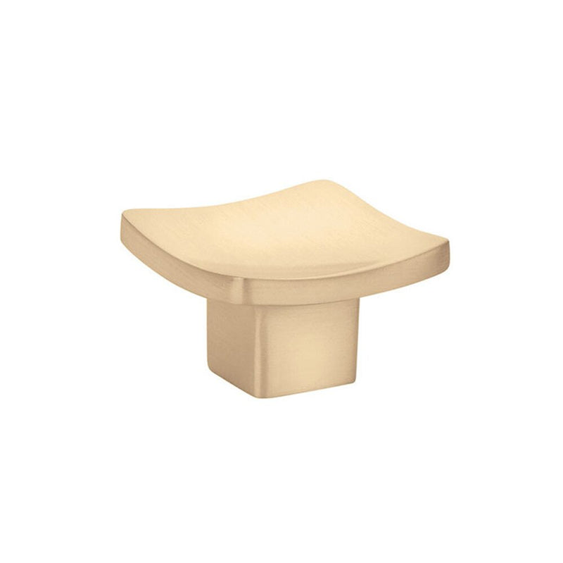 The Emtek Basin Cabinet Knob in Satin Brass finish.