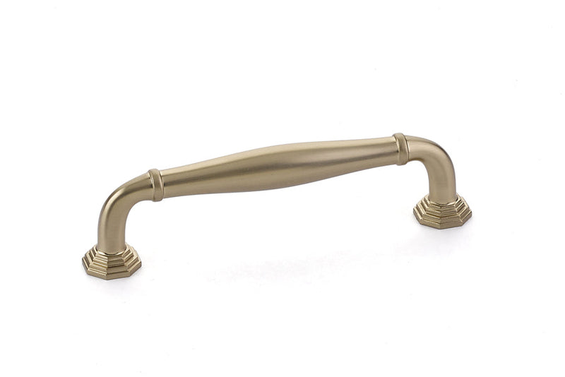 The Emtek Blythe Cabinet Pull, 4" Center to Center in Satin Brass finish