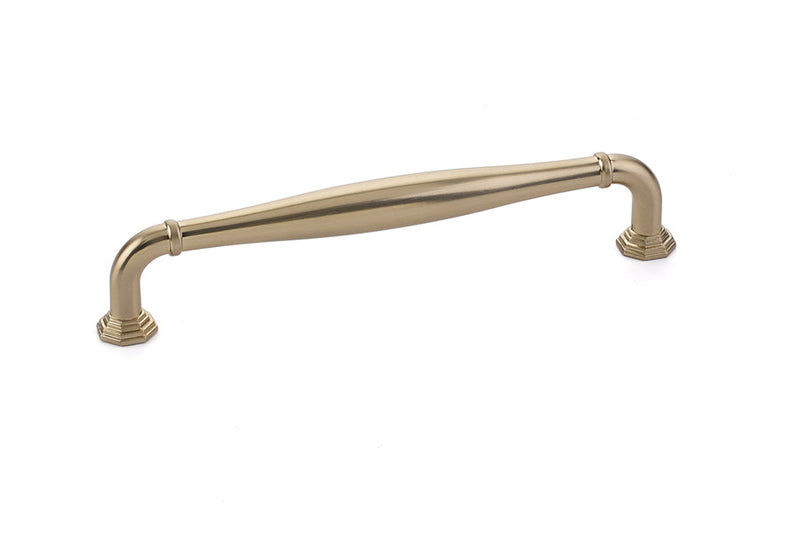 The Emtek Blythe Cabinet Pull, 6" Center to Center in Satin Brass finish