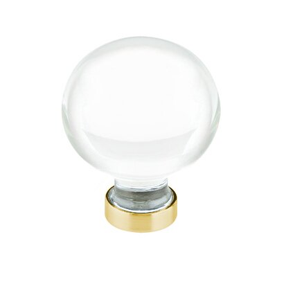 The Emtek Bristol Crystal Glass Knob 1-1/4" Wide (1-5/8" Projection) in Satin Brass finish