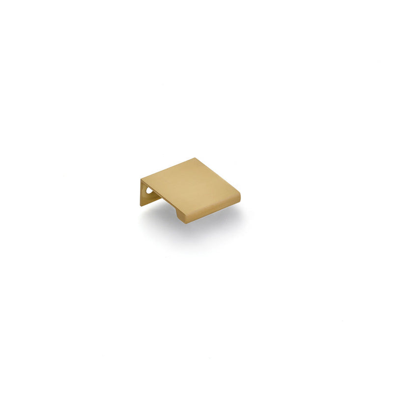 The Emtek Cabinet Edge Pull, 1" Center to Center in Satin Brass finish